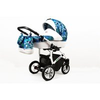 Lux4Kids pram Jungle 3in1 megaset buggy asiento de coche asiento de bebé asiento deportivo Mint Parrots 2en1 sin asiento de coche