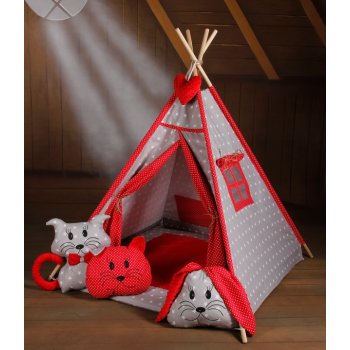 Kindertent Tipi Play Tent Megaset 4 modellen meisje jongen van ChillyKids Strawberry 01