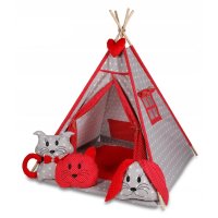 Kindertent Tipi Play Tent Megaset 4 modellen meisje jongen van ChillyKids Strawberry 01