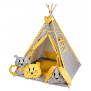 Kinderspielzelt Tipi Tepee Spielzelt Zelt Megaset 4 Modelle Mädchen Junge by ChillyKids Banana 04