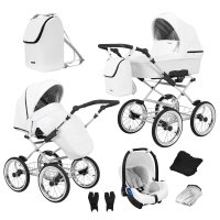 Retro pram Romantic Gray by ChillyKids Snow ROM-16 3in1 with baby seat