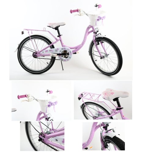 Bicicleta infantil de 6 años Girls Basket Backpedal Brake Flowers 20 inch by Lux4Kids