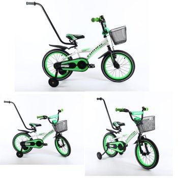 Childrens bike BMX 16 inch With training wheels and support bar Learn to ride a bike without fear by Lux4Kids Black Green 05