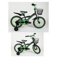 Kinderfiets BMX 16 inch Met trainingswielen en steunstang Leer fietsen zonder angst by Lux4Kids Black Green 05