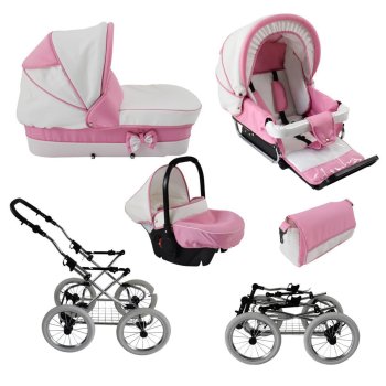 Retro Pram set Buggy infant car seat and Isofix selectable La Fiore by Lux4Kids