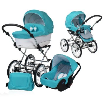 Retro Pram Buggy Infant Car Seat and Isofix Optional Caramelos Set by Lux4Kids