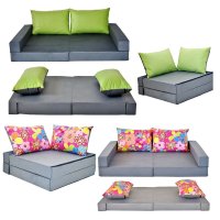 Barnens soffa fällbar med sängfunktion Collage by Lux4Kids