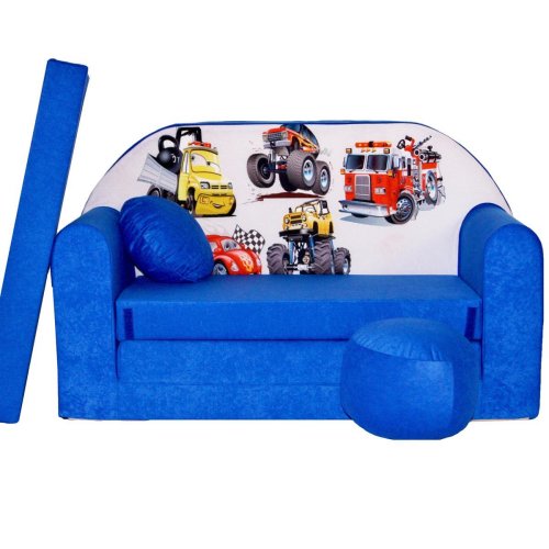 Sofá infantil plegable con función de cama MAXX de Lux4Kids Coches Reales 06