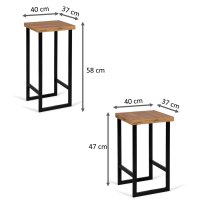 Stool bar stool in 58 cm and 47 cm steel and wood decor 120 Kg load capacity